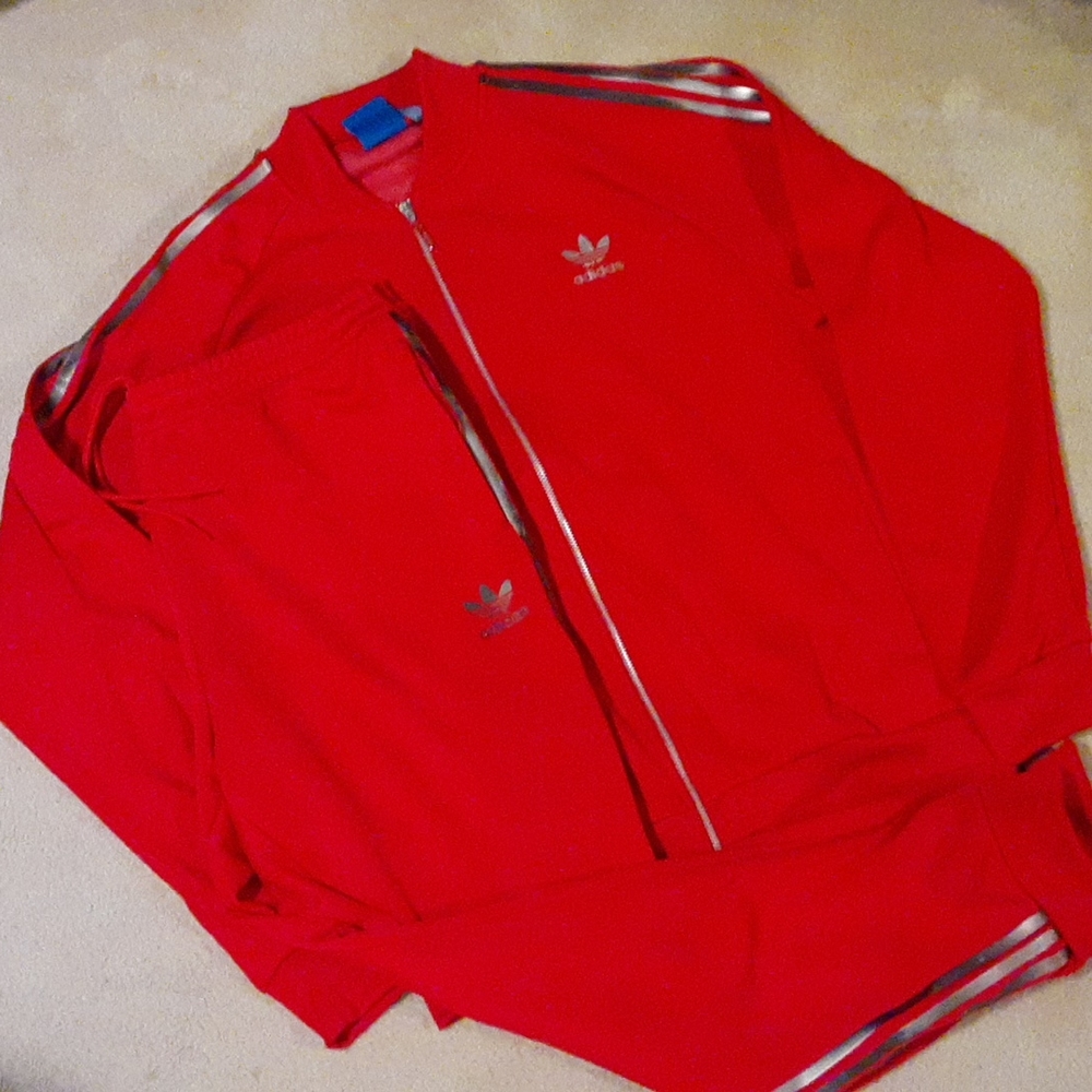 Mens XL Adidas red track suit